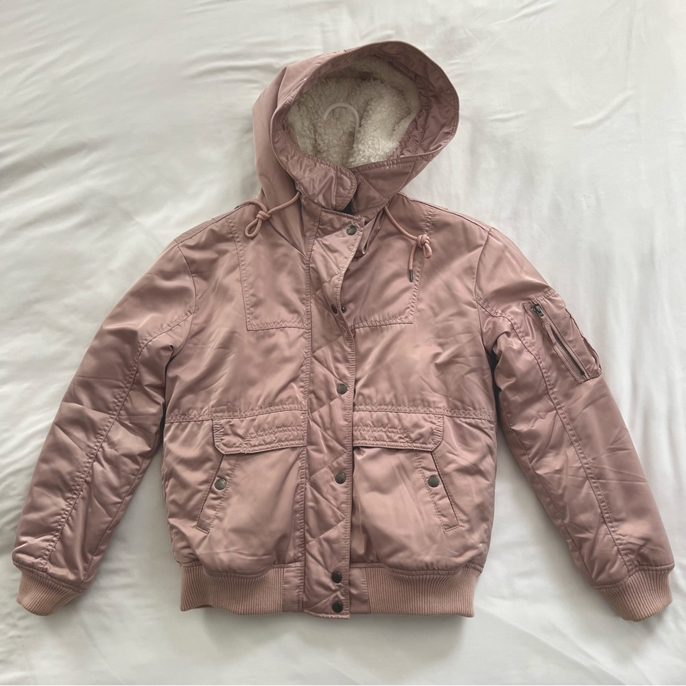 Pink American Eagle Sherpa Lined Bomber Jacket